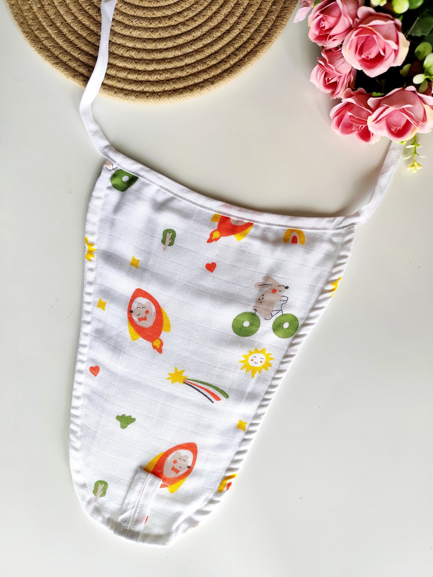 White Muslin Nappy - Sun Print (0 - 3 M) - 5 Layered