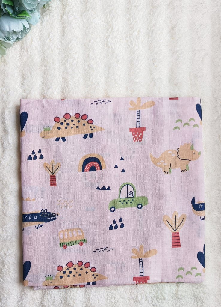 Coloured Muslin Towel/Swaddle - Dinosaur