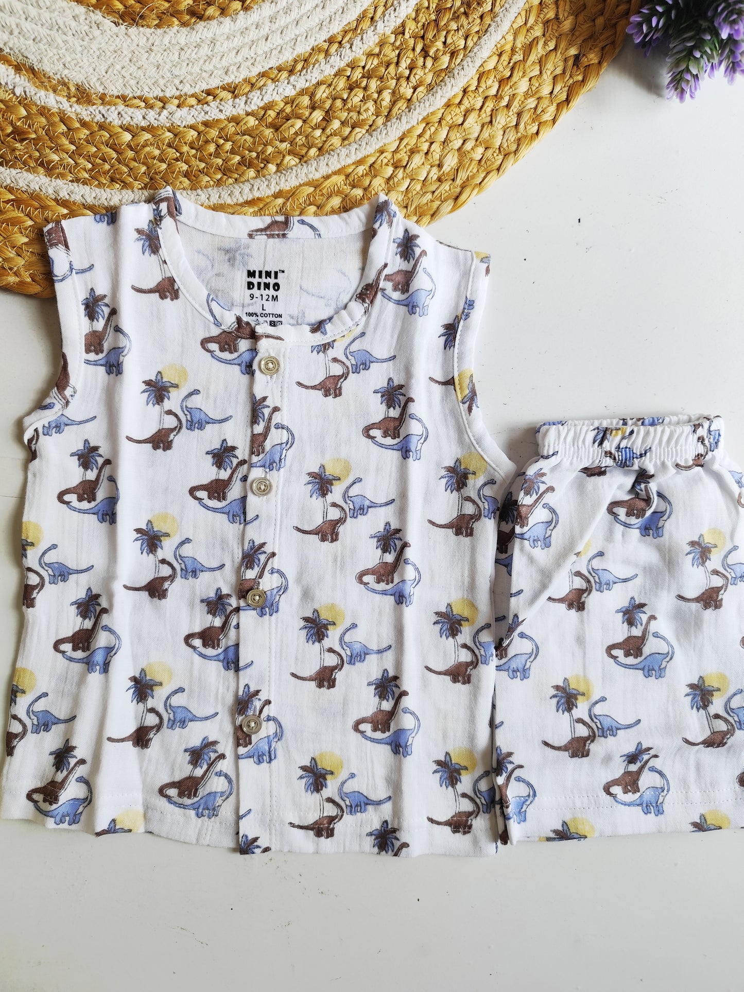 Dino Print Muslin Co Ord Set