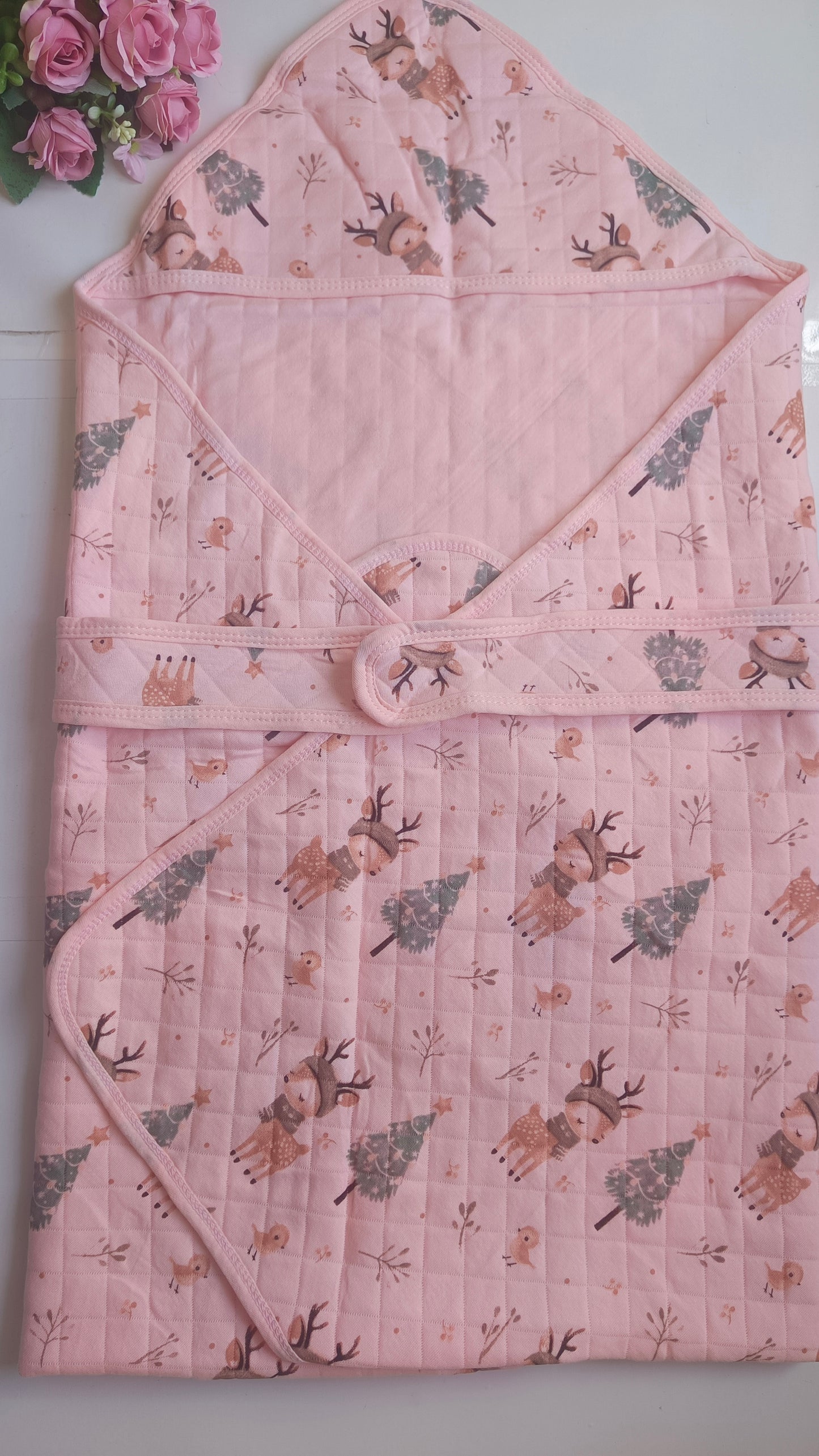 Muslin Blanket/Hooded Wrapper - Deer Print