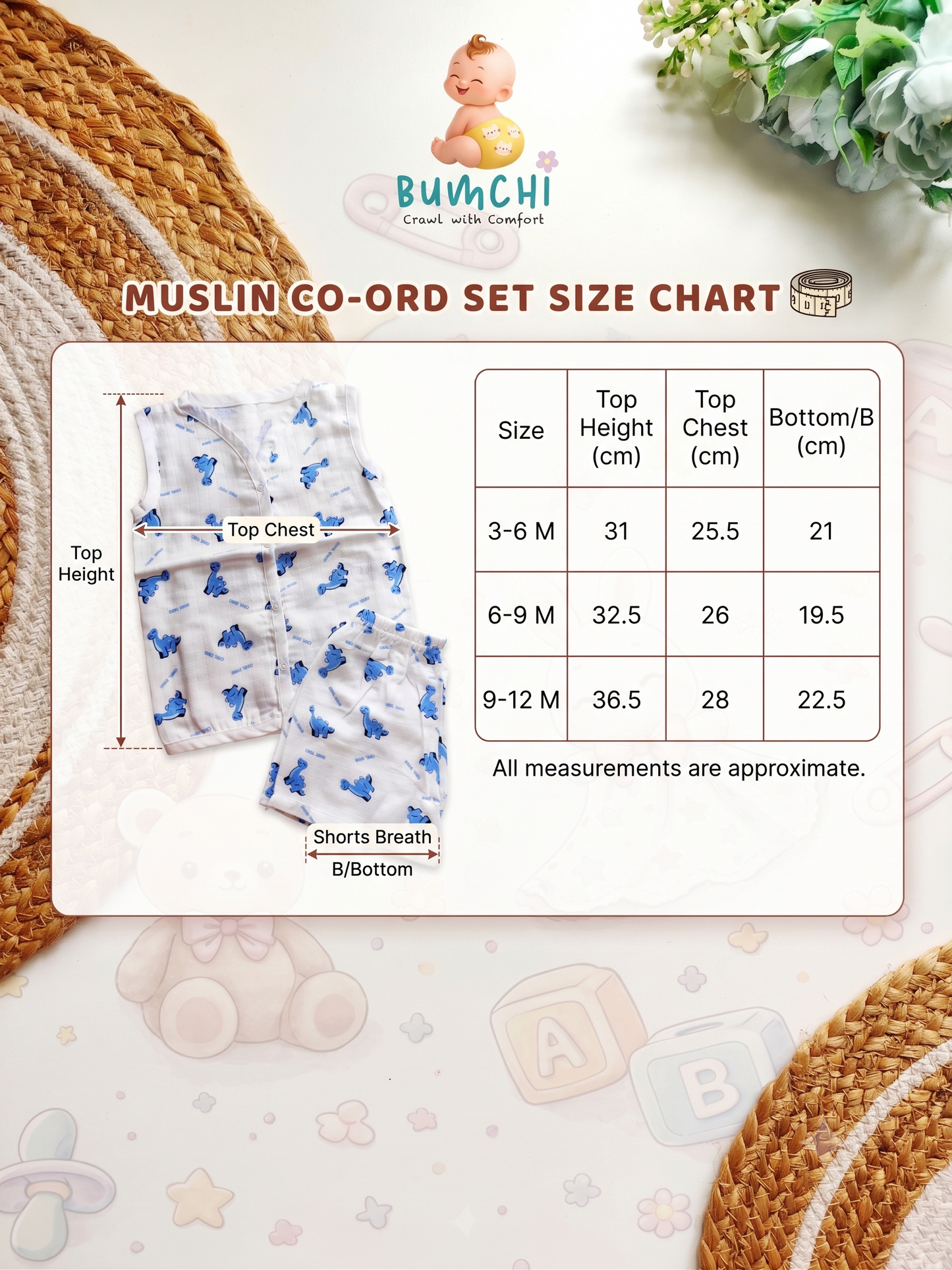 Muslin Sleeveless Co Ord - Elephants and Hearts