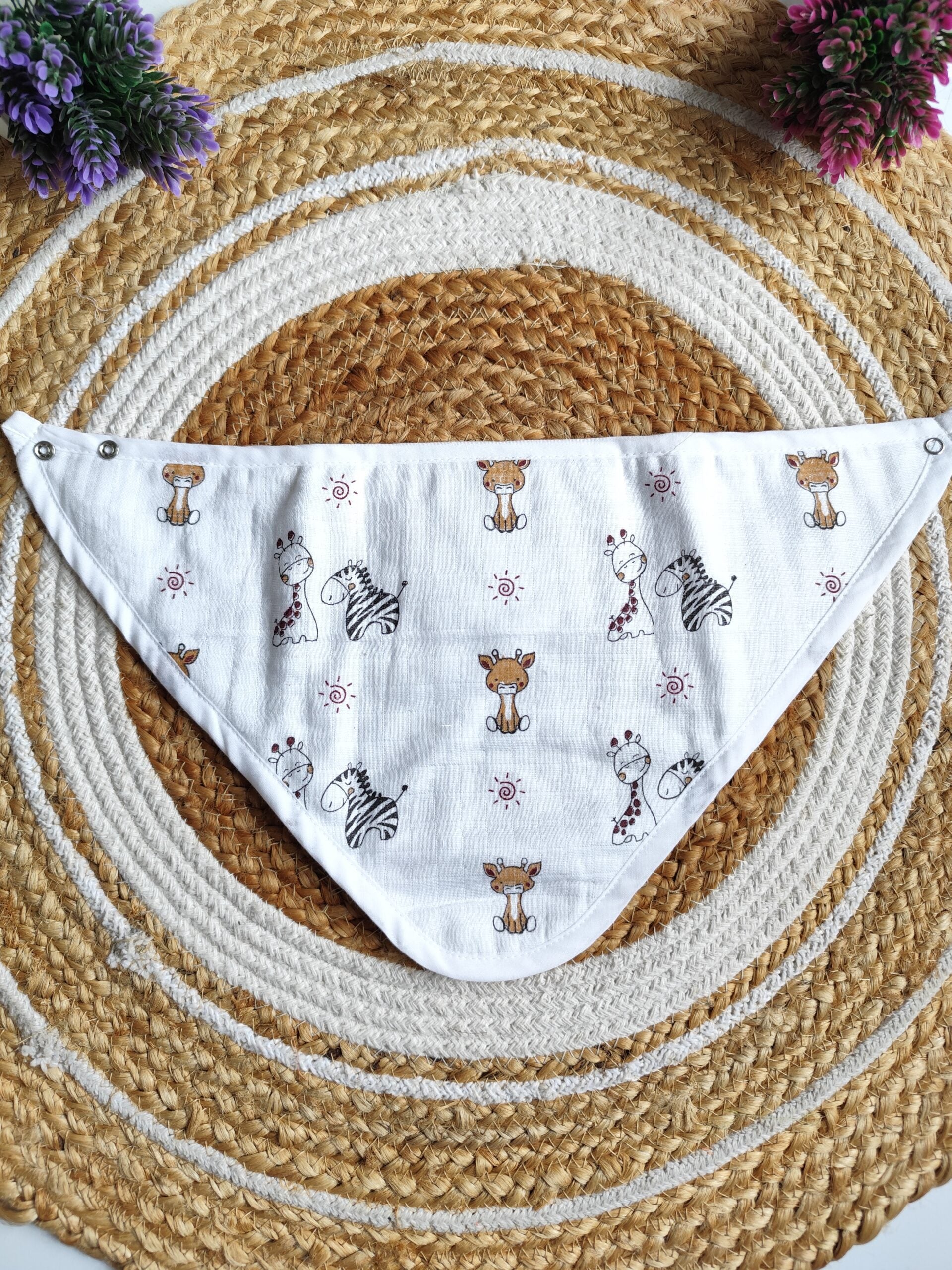 Pack of 2 Muslin Bibs - 3 Layered (Random Prints) image 3