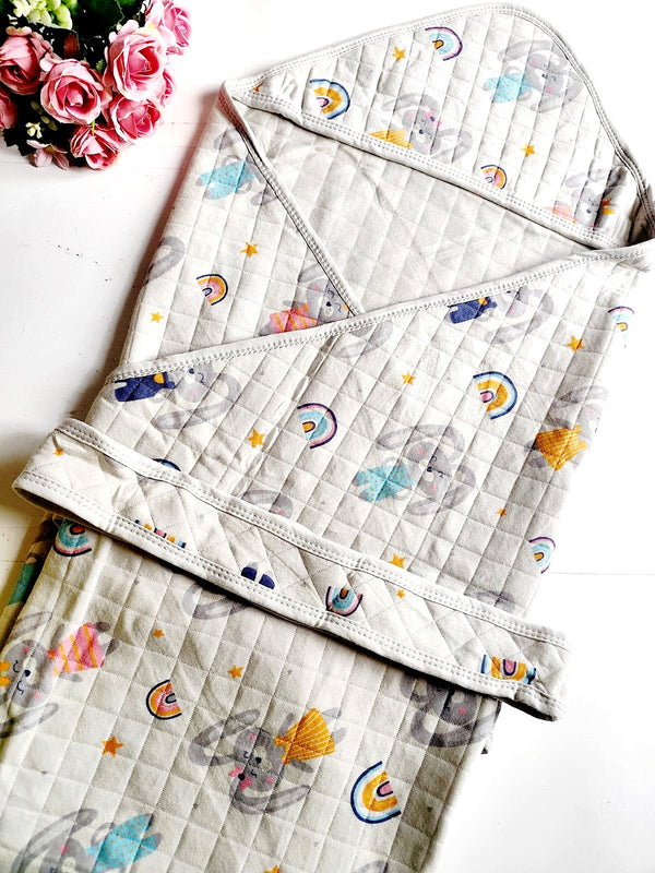 Muslin Blanket/Hooded Wrapper - Bunny Print