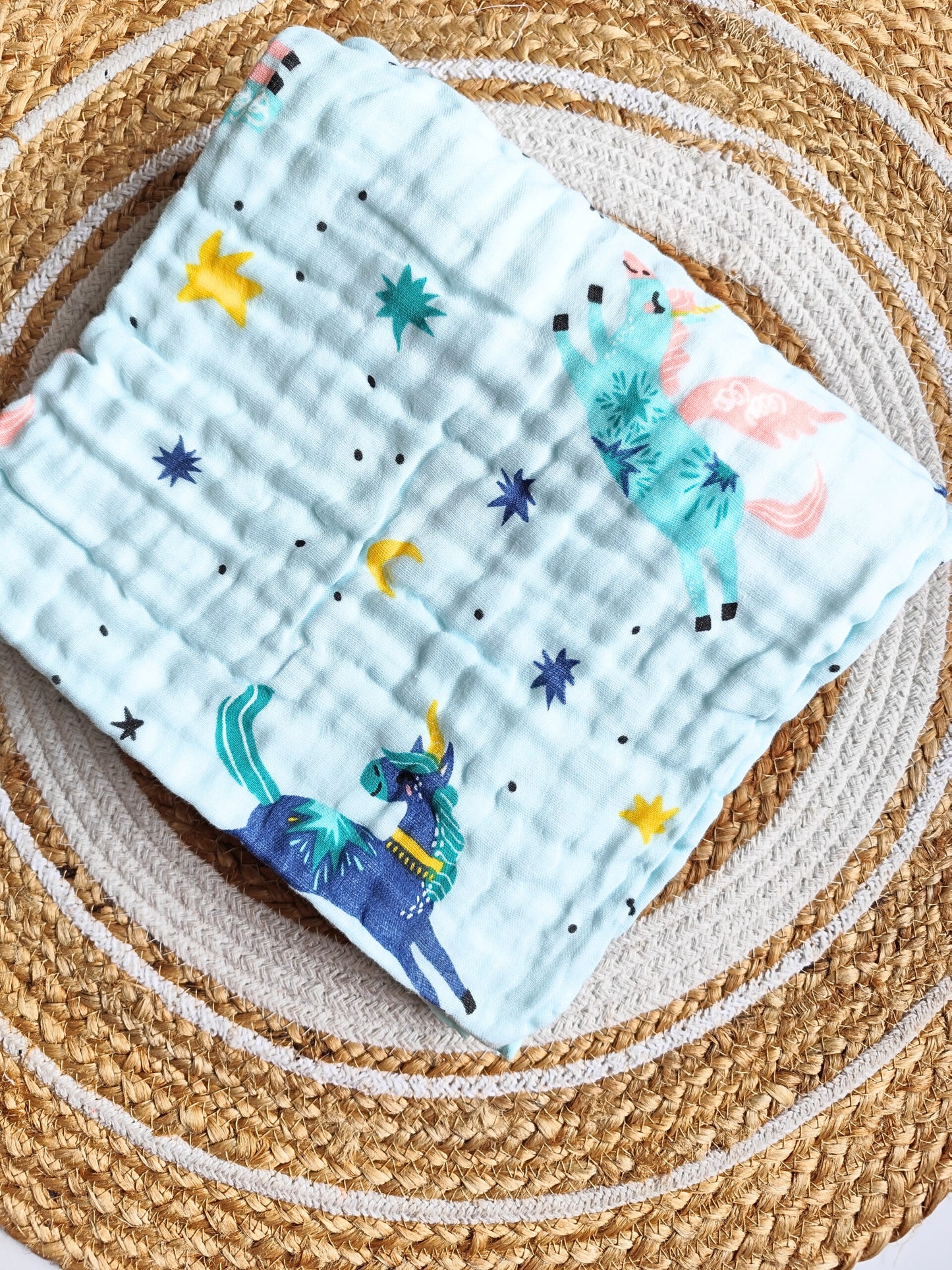 Colored Muslin Crinkled 6 Layered Blankets (110*110 cm) image 1