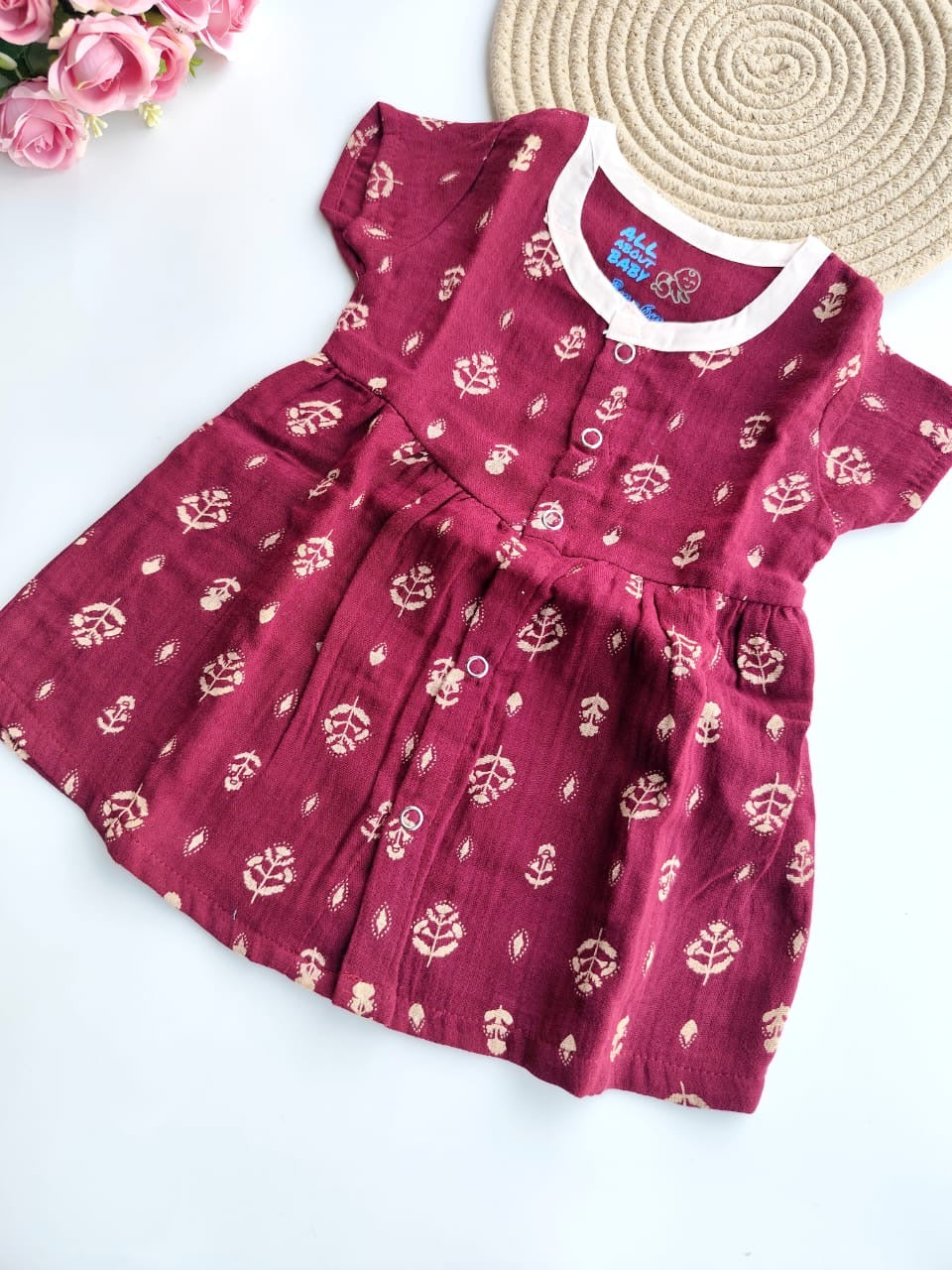 Muslin Frock - Maroon