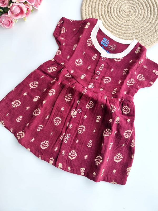 Muslin Frock - Maroon