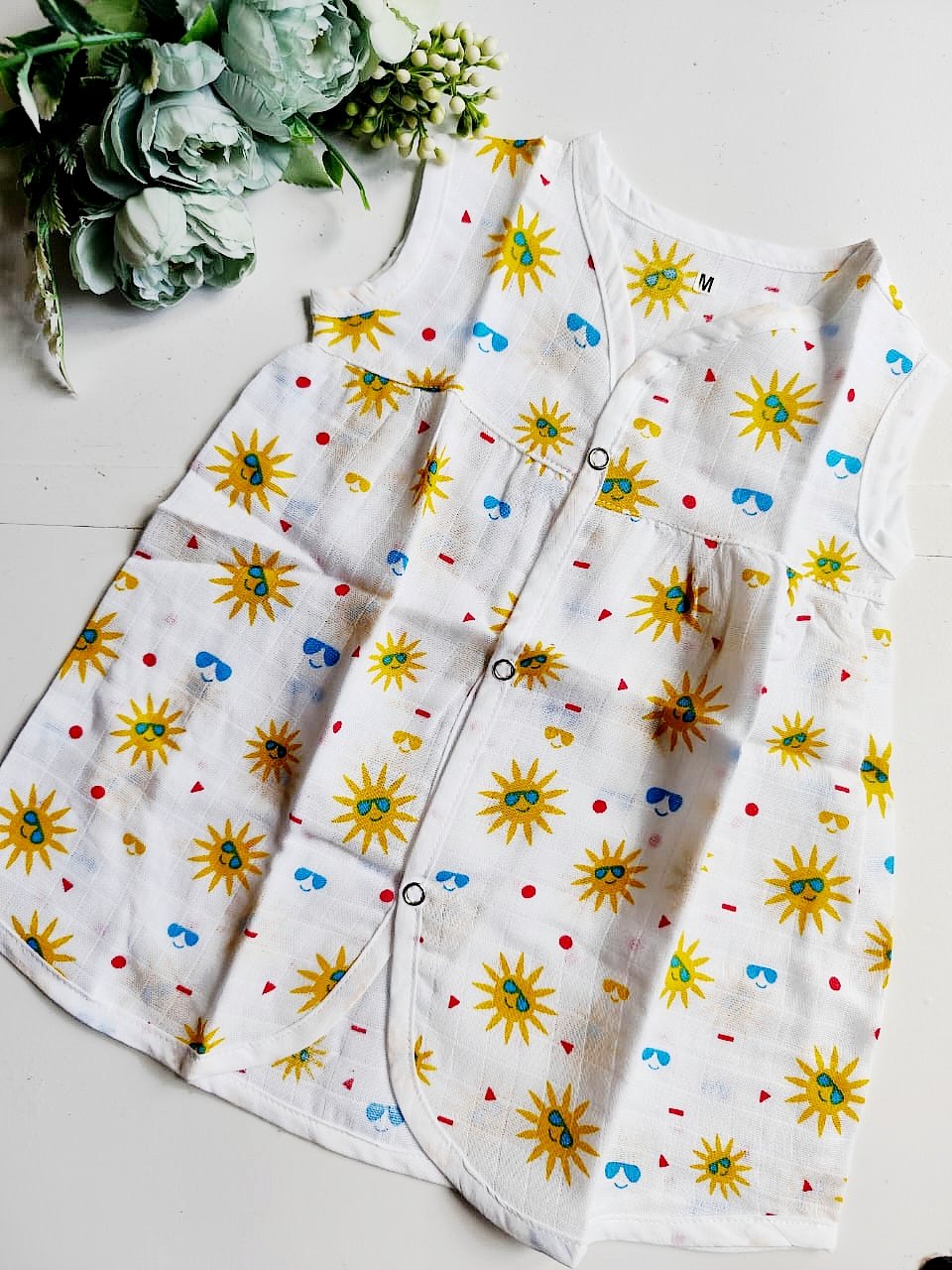 Muslin Chest Cut Frocks - Sun Print, 3 - 6 M image