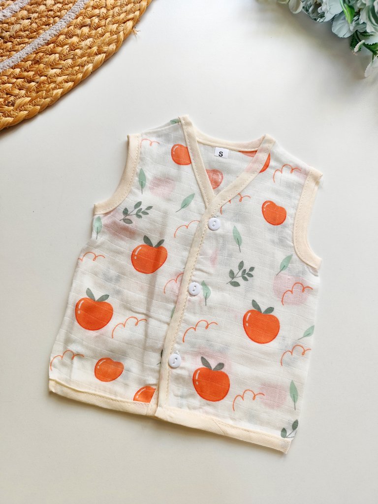 Muslin Jablas - Peach Print