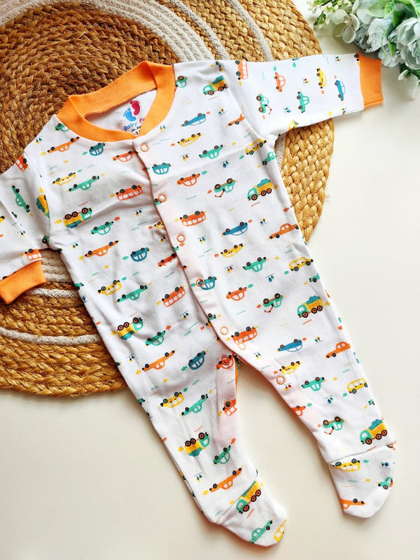 Jumpsuits - White Cartoon Vehicles Print