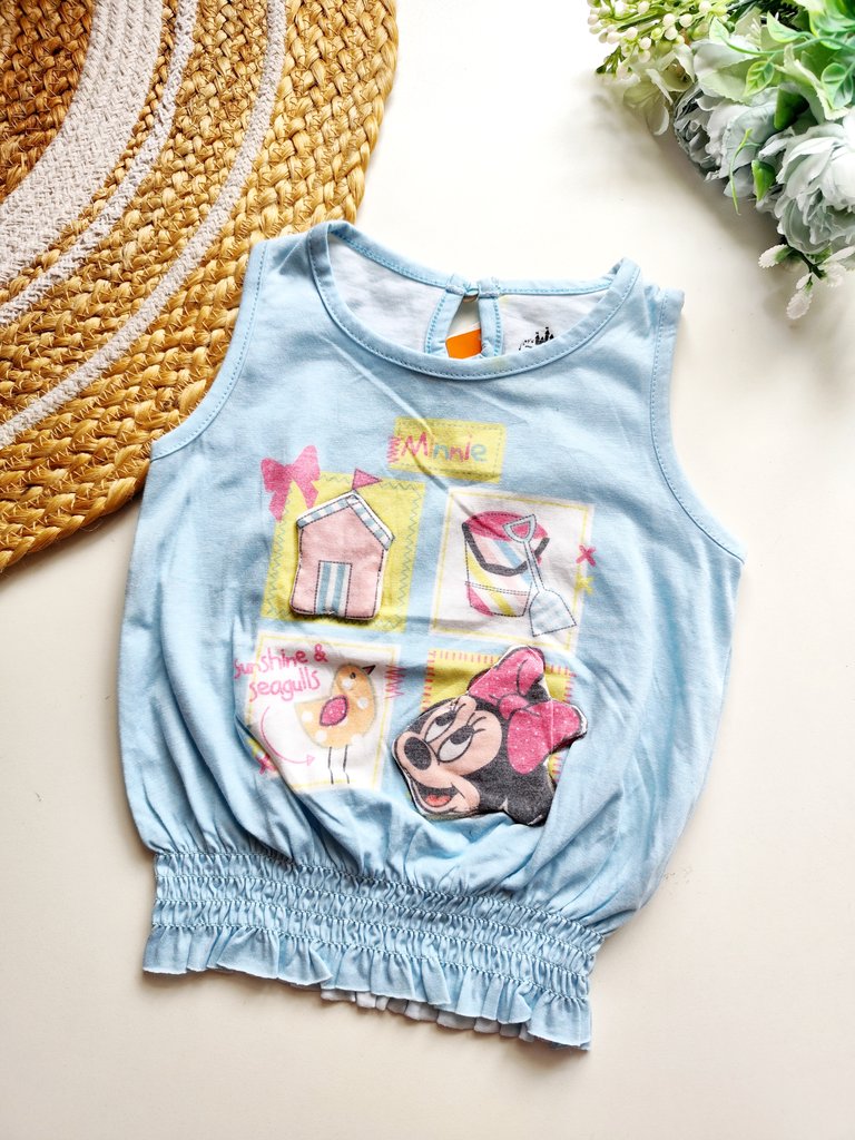 T shirt Tops- Light Blue Minnie Mouse Print