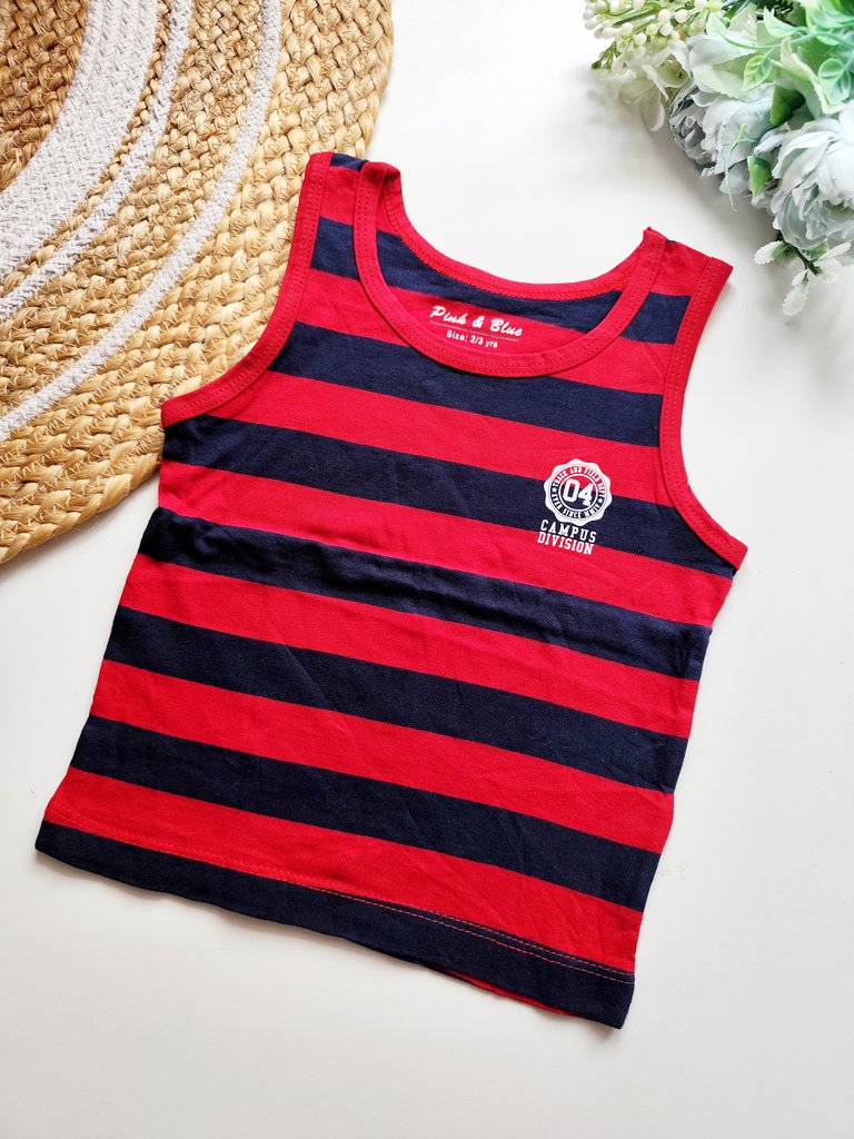 T shirt Tops- Red & Navy Blue Striped