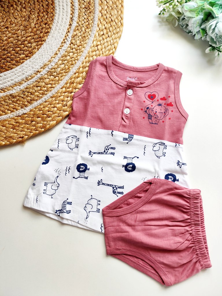 Tops and Bottom Sets- Dusty Rose Elephant and Safari Print