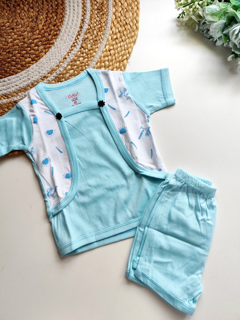 Tops and Bottom Sets- Light Blue Summer Print