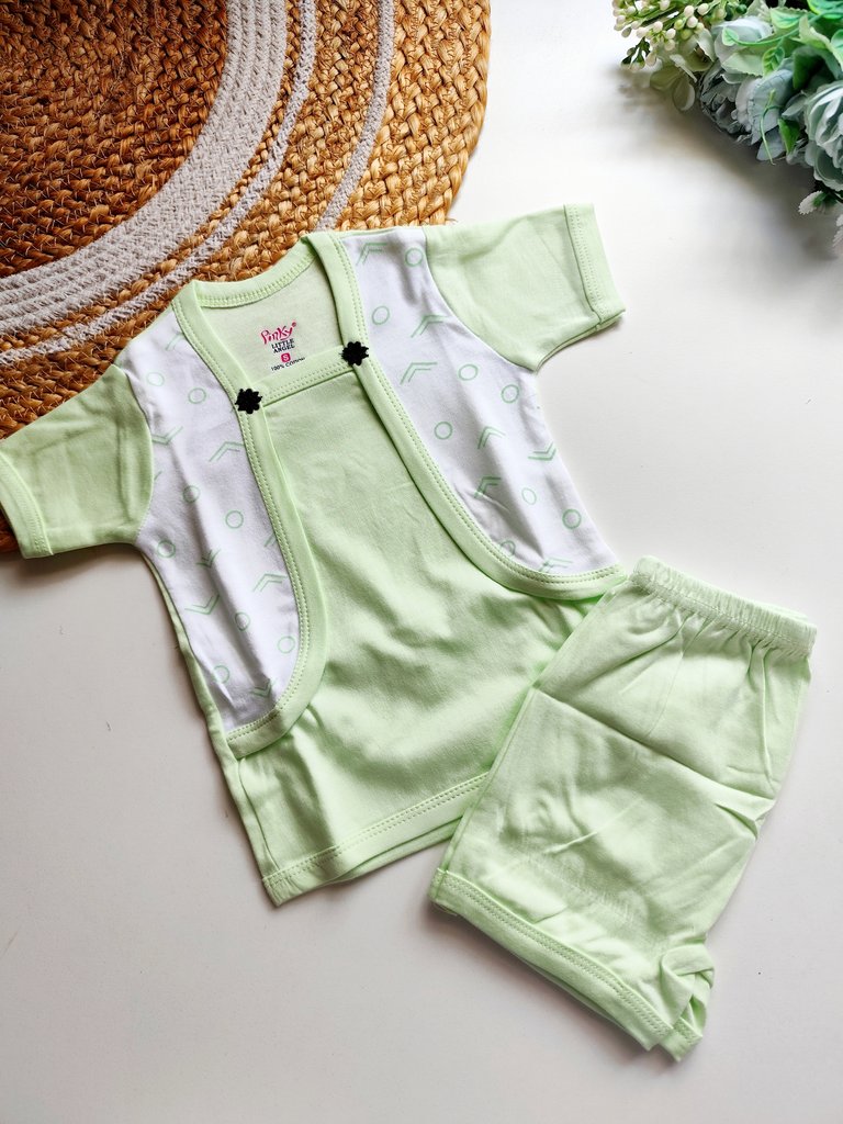 Tops and Bottom Sets- Light Green Geometric Print