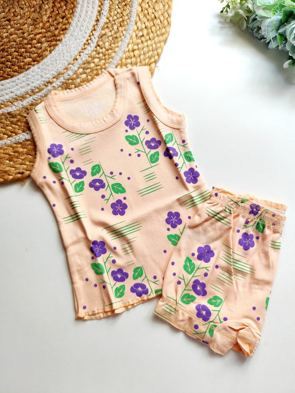 Tops and Bottom Sets- Purple Floral Print