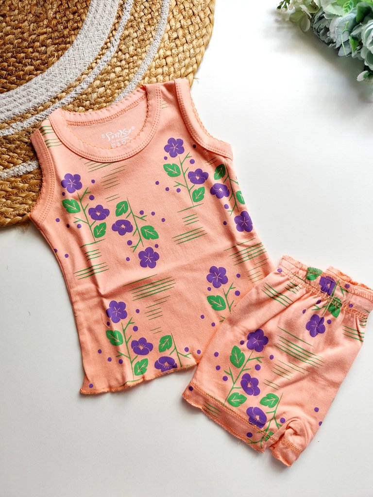 Tops and Bottom Sets- Peach Floral Print