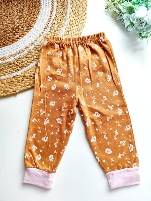 Hosiery Cotton Pant- Rust Floral Print