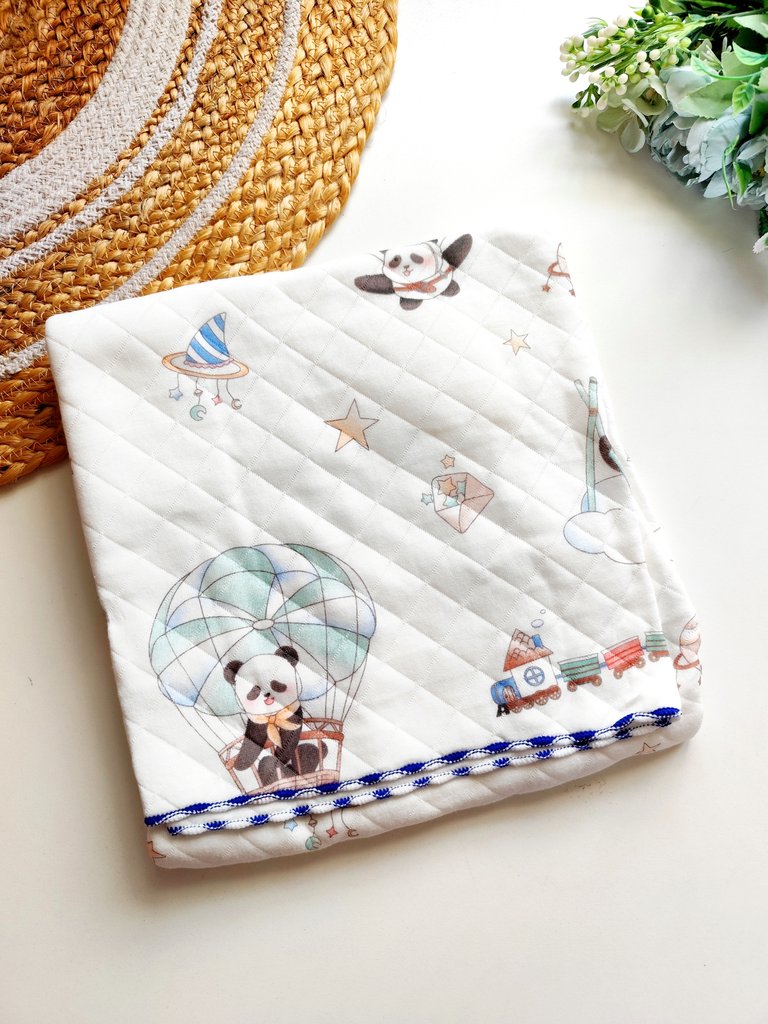 Muslin Blanket 2 layered (85*85cm)- Panda Adventure Print