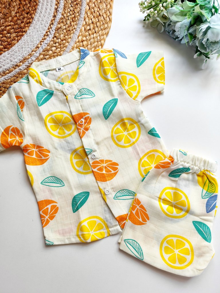 Muslin Mandarin Co ords- Citrus Slices