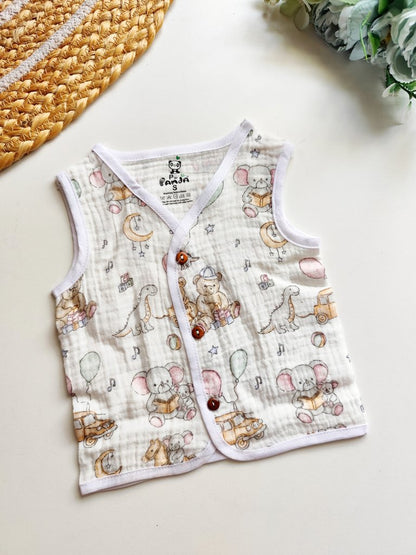 Crinkled Muslin Jablas- Vintage Animal Friends