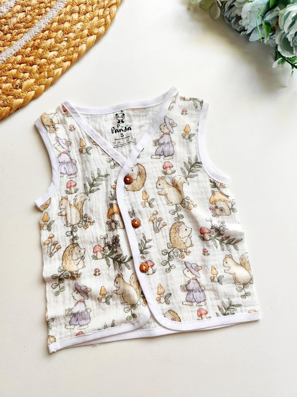 Crinkled Muslin Jablas- Woodland Friends