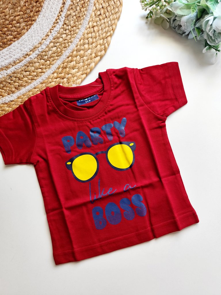 T shirt- Red Party Like a Boss Print