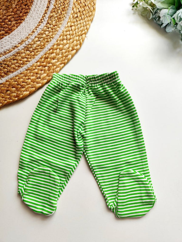 Footed Pants - Green Stripe