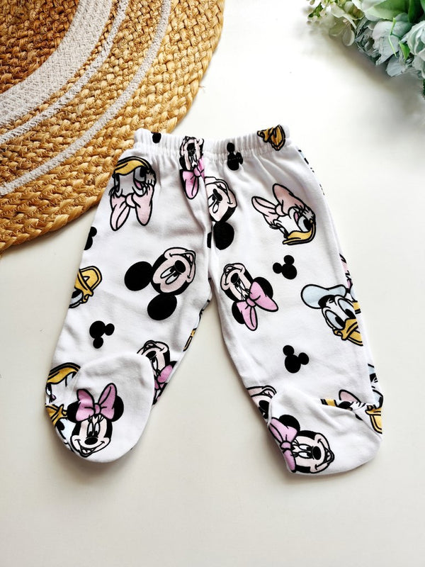 Footed Pants - White Mickey & Friends Print