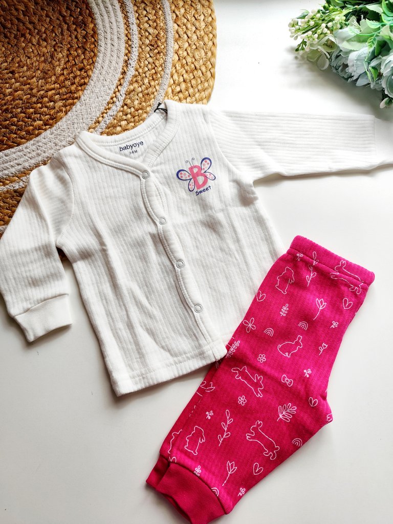 Co ords - White and Hot Pink Bunny Butterfly Print