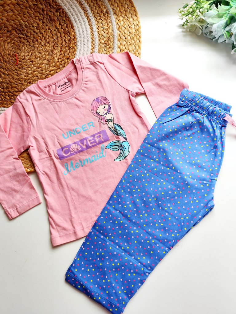 Co ords - Pink Mermaid & Blue Polka Dot
