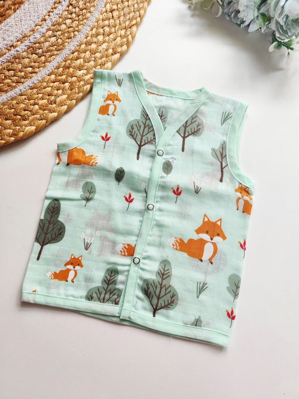 Muslin Jablas- Mint Green Fox