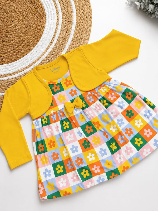 Frocks - Yellow Multicolor Floral Checkered