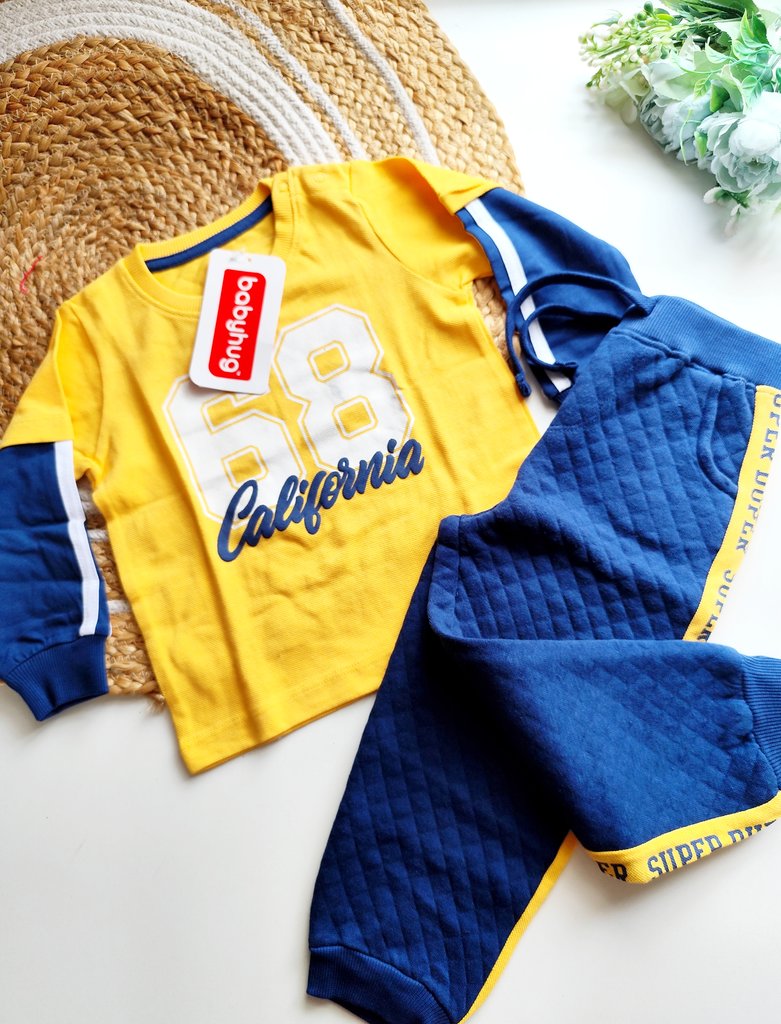 Winter Joggers Sets- Yellow and Blue California Print