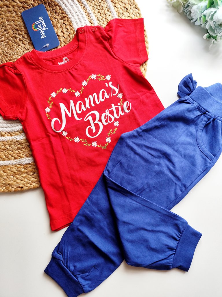 Red Mama's Bestie and Royal Blue Joggers