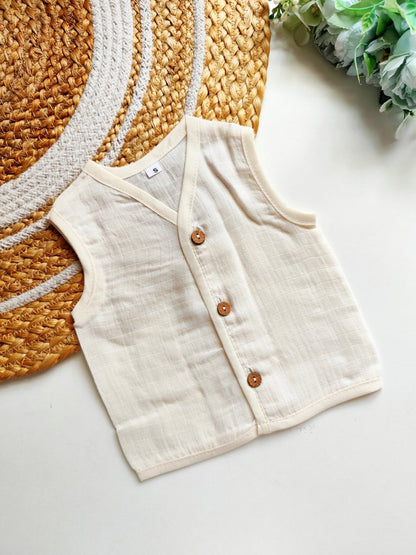 Coloured Muslin Jabla- Natural Cream
