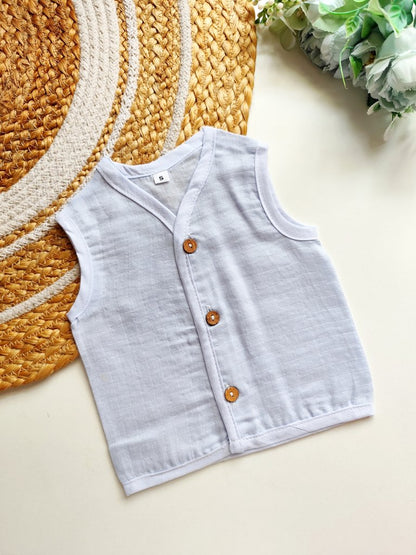 Coloured Muslin Jabla- Soft Grey