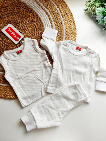 Cotton Sets- Solid White Ribbed