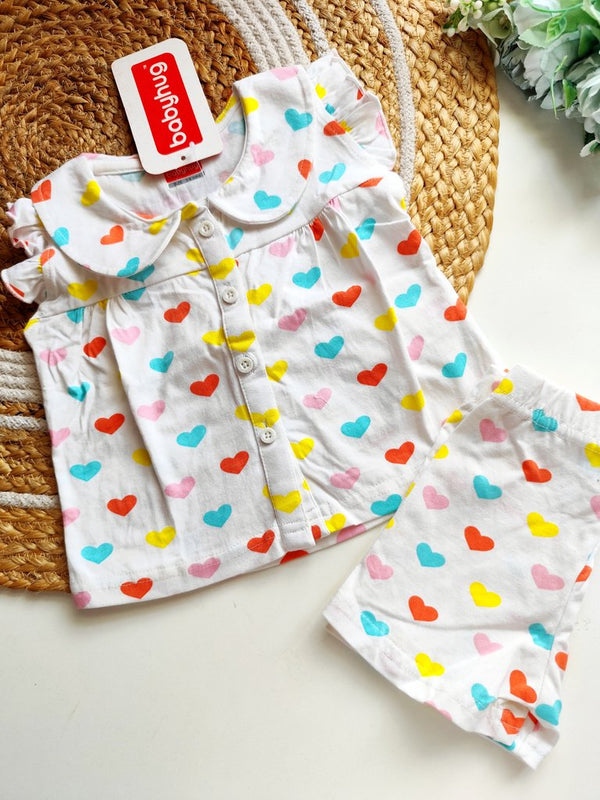 Cotton Sets- Multicolor Heart Print