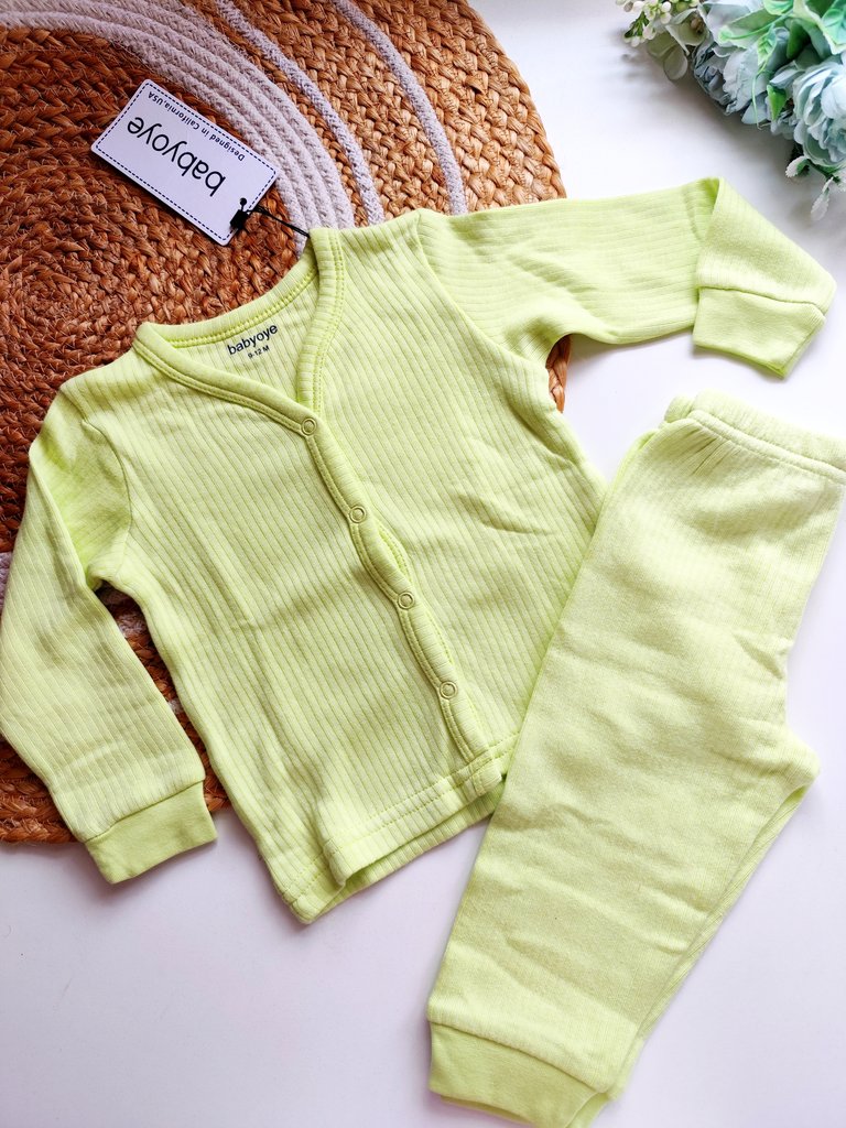 Cotton Sets- Lime Green Ribbed