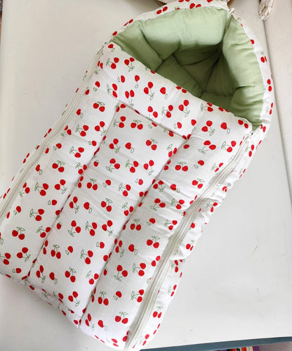 Baby Carry Bed - Red Cherry Print