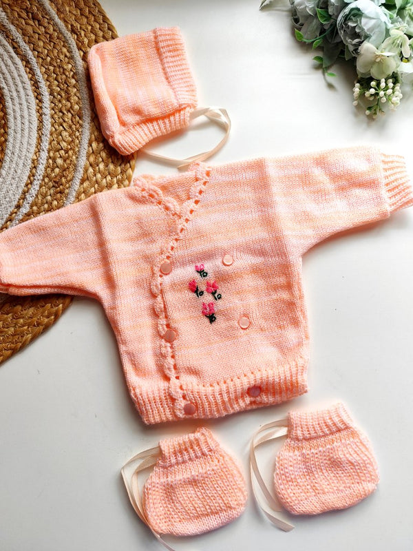 Kimono Sweater Set- Peach Floral