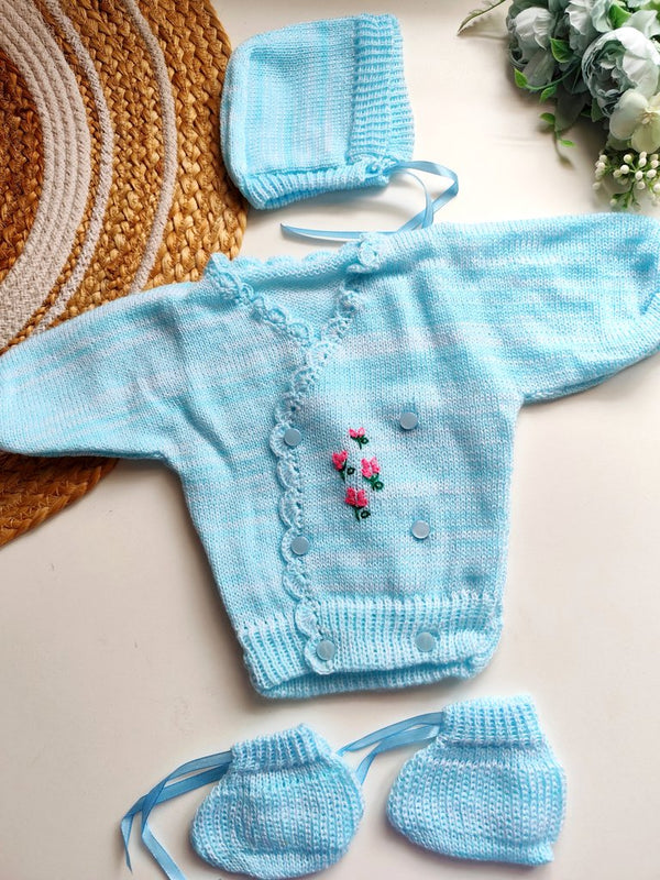Kimono Sweater Set- Sky Blue Floral
