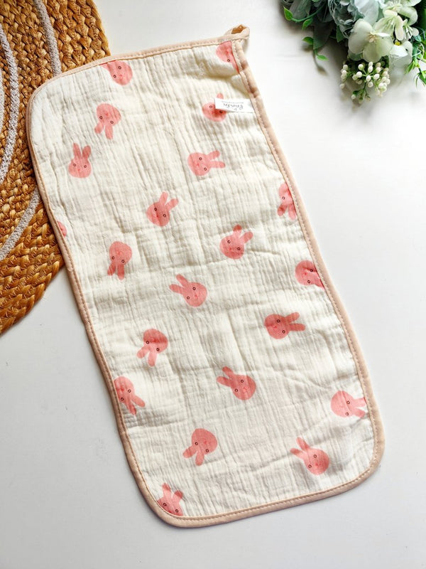 Crinkled Muslin Burp Cloth- Pink Bunny