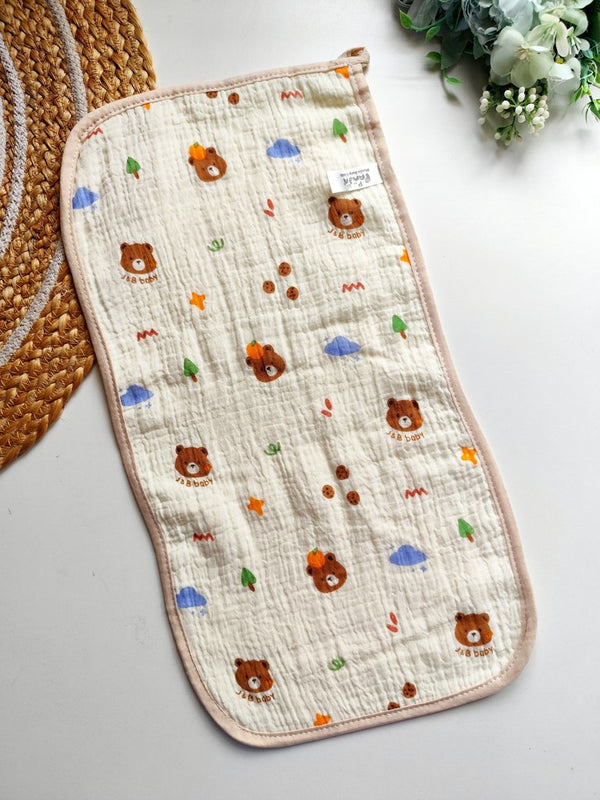 Crinkled Muslin Burp Cloth- Cute Bear Print