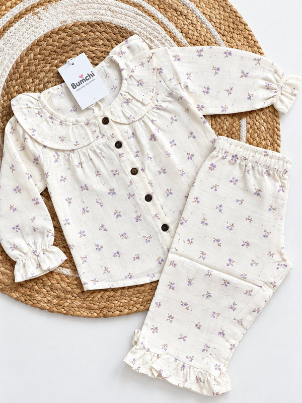 Girl Muslin Co ords - Lavender Floral