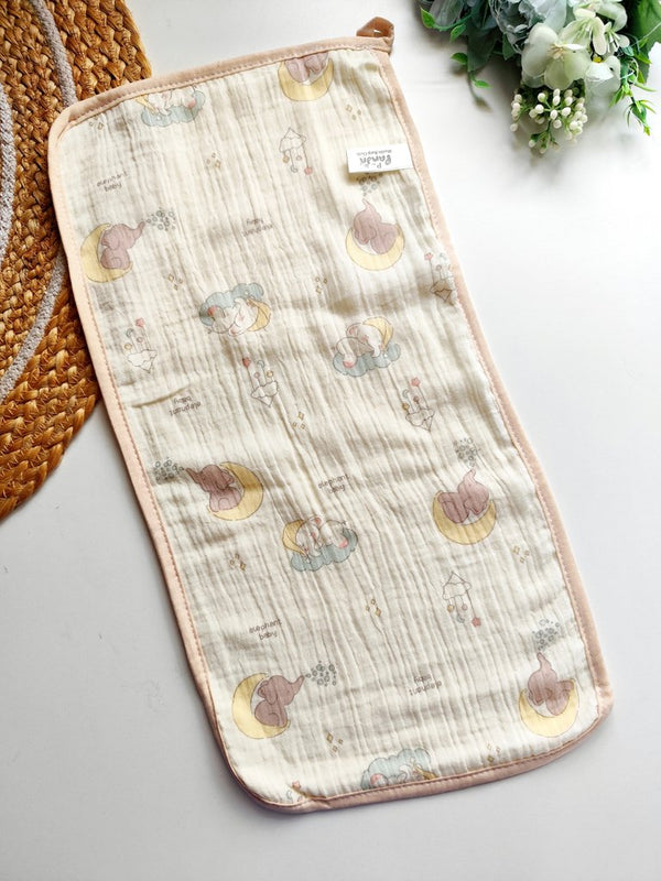 Crinkled Muslin Burp Cloth- Sleepy Elephant