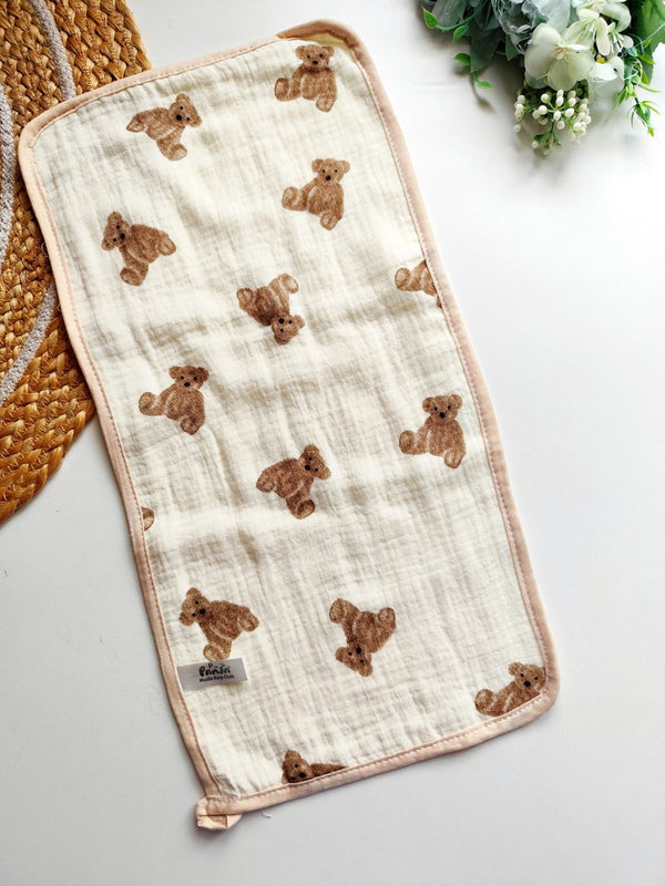 Crinkled Muslin Burp Cloth- Teddy Bear