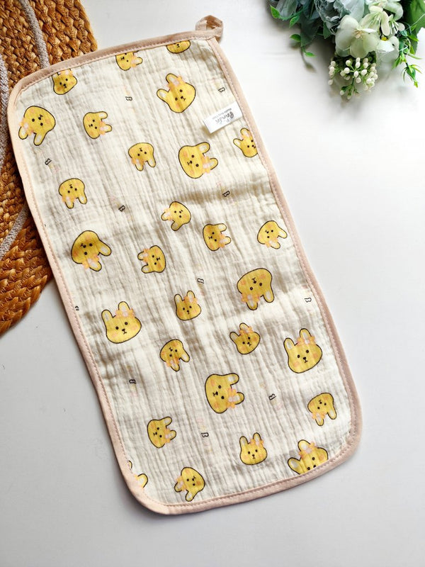 Crinkled Muslin Burp Cloth- Yellow Bunny Print