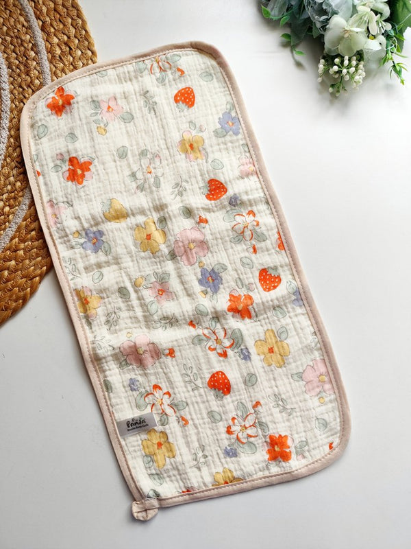 Crinkled Muslin Burp Cloth- Strawberry Floral