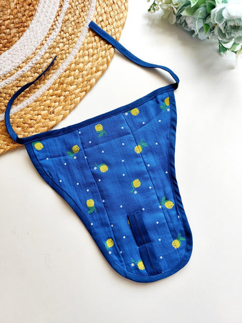 3 layered Muslin Nappy- Blue Lemon